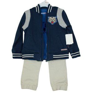 Hudson Kids Navy Tiger 3-Piece Set Pants Sweatshirt Outfit Fall Boys 2T 4T NWT